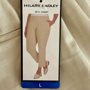 New Hilary Radley Pull On Pant Women's L, Sand, Tummy Control, Stretch, Feminine